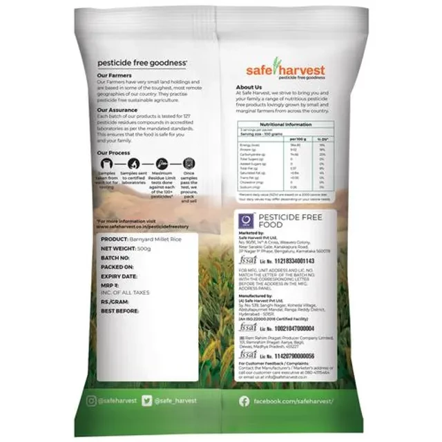 Safe Harvest Barnyard Millet Rice - Pesticide Free, 500 g-2.webp